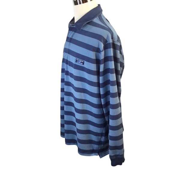 L.L. Bean Long Sleeve Polo Traditional Fit Rugby Lakewashed Blue Stripe XL Reg - Picture 5 of 9